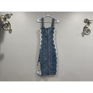 Ramy Brook Kathryn Denim Dress Size 00 Light Blue with White Lace NEW